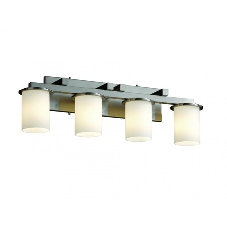 Justice Design Group FSN-8774-10-RBON-NCKL Fusion Collection Dakota 4-Light Straight-Bar Bath Bar